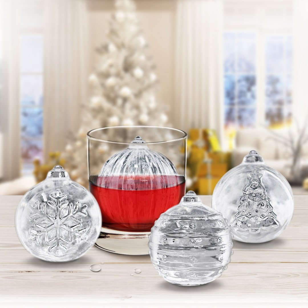 Tovolo Christmas Ornament Ice Molds, Set Of 4, For Making Festive, Slow-Melting Drink Ice